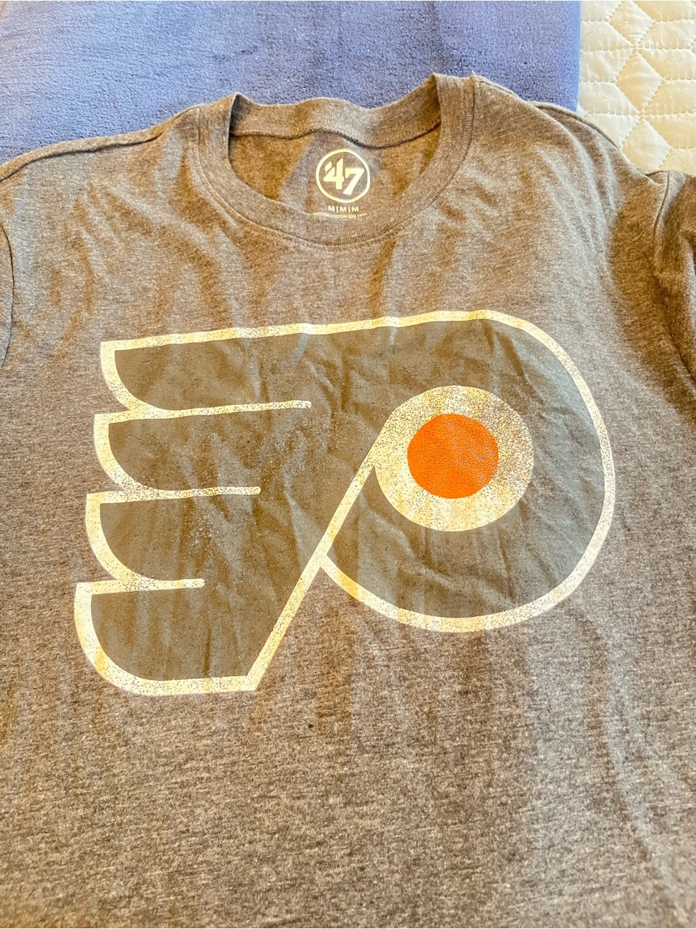 'NEW 47 Brand NHL Flyers Logo Tee - Gray with Orange Accent. Size M fits like L